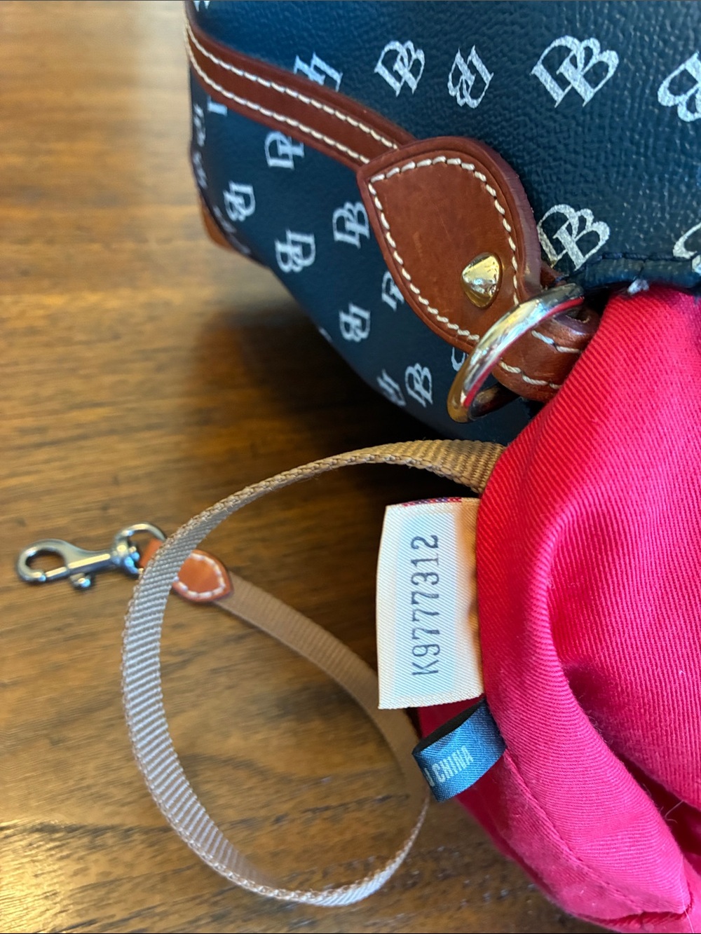 Dooney & Bourke Large Signature Monogram Zip Satchel Navy Blue & White Leather - Picture 11 of 16